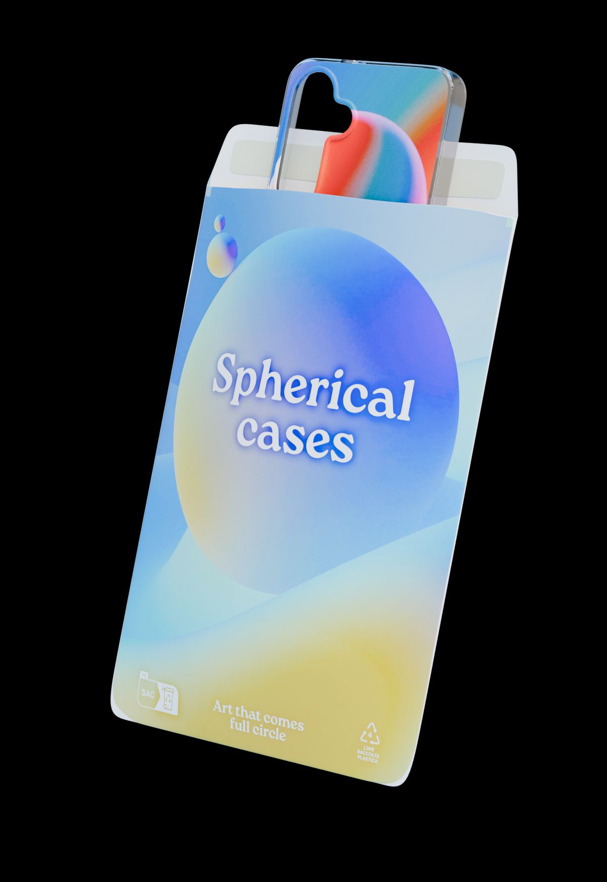 A phone case in a custom-branded pouch