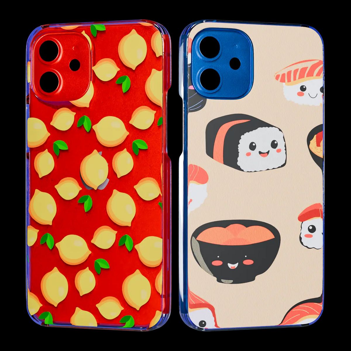 Back printed hard phone cases in transparent polycarbonate