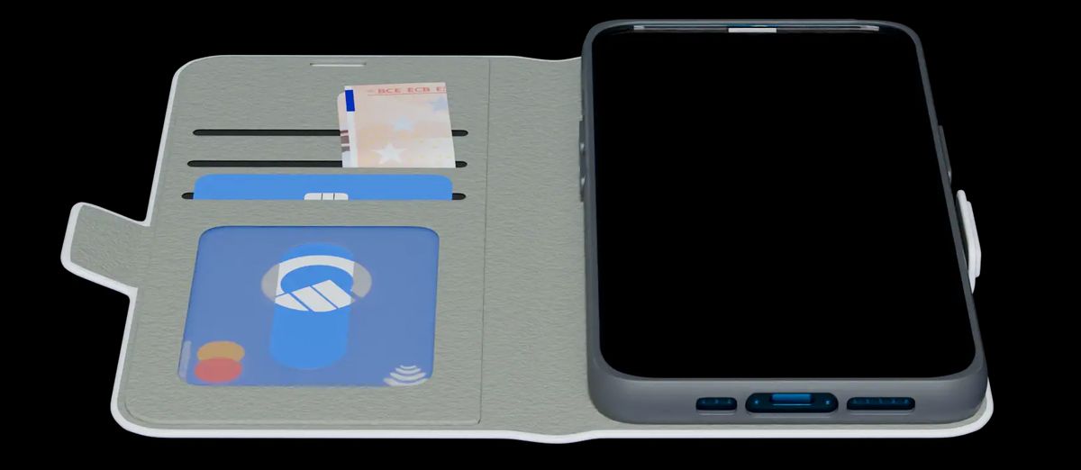 Fully printed wallet case showing the storage space and design options