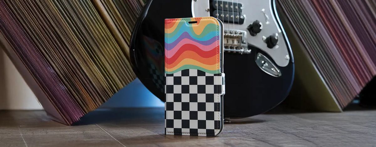 A custom wallet case in everyday use