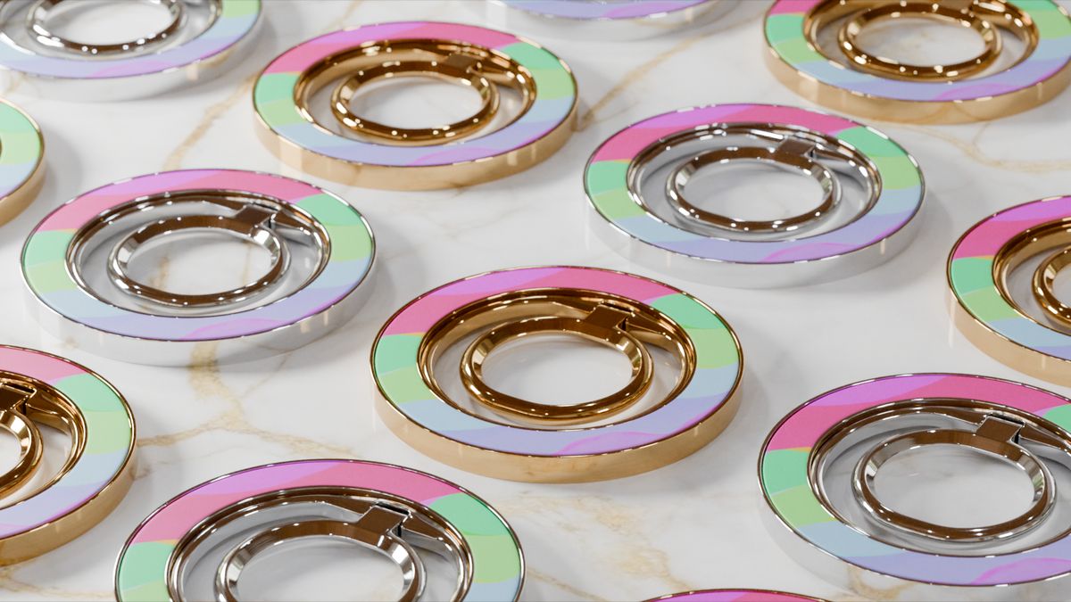 Printed MagSafe ring holders in silver and gold