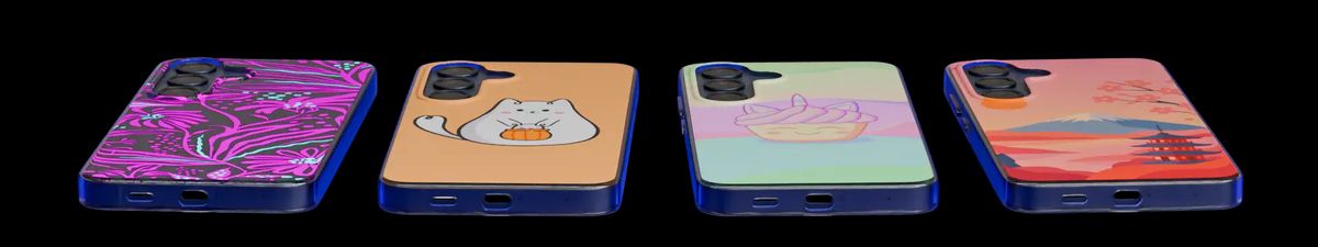 A range of back printed soft cases showing different designs