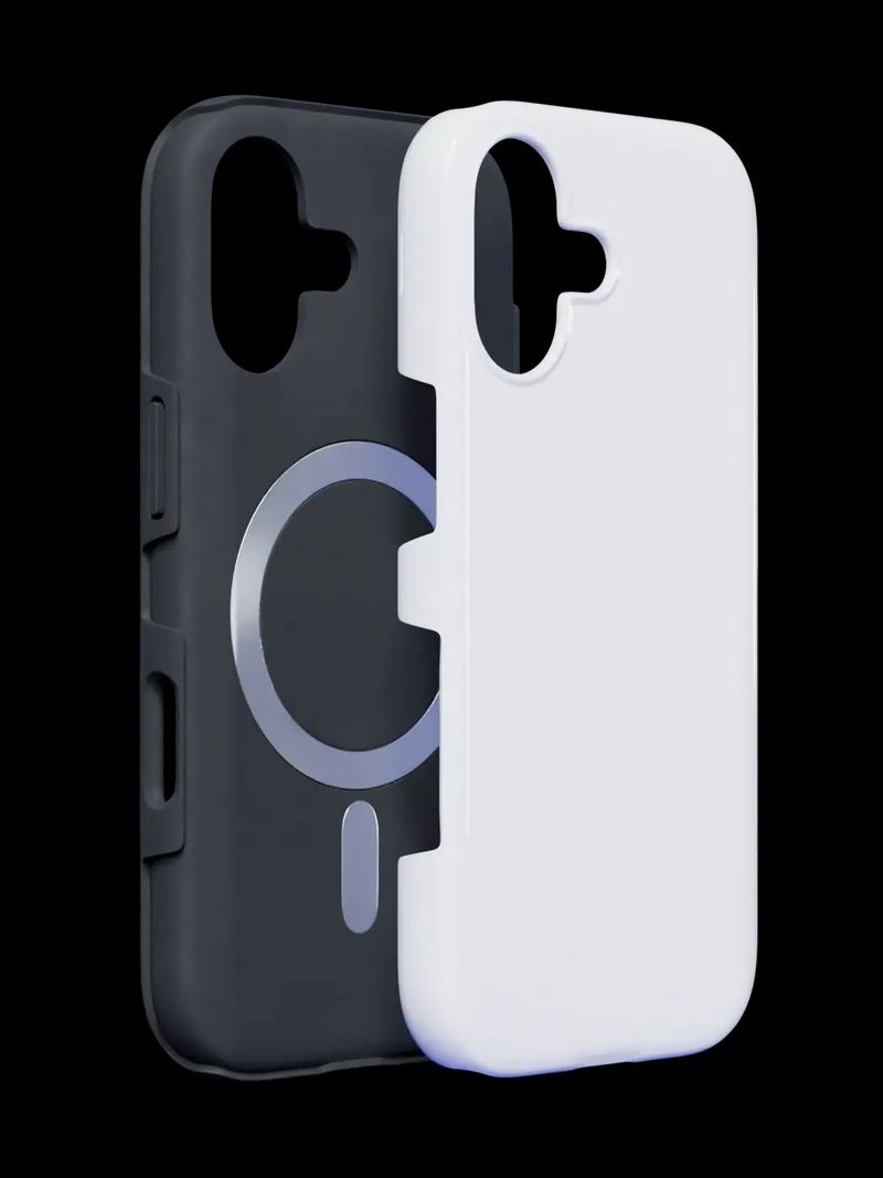 Dissected tough case showing dual-layer construction with MagSafe