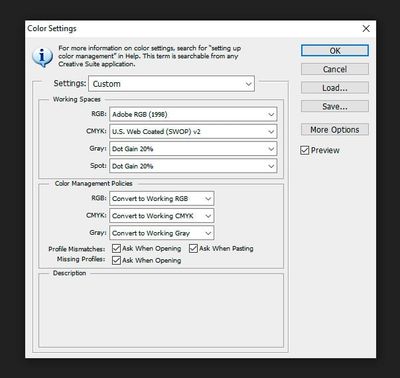 Photoshop color settings