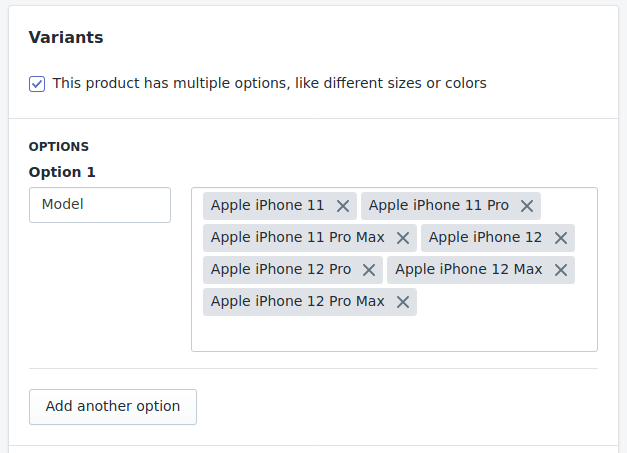 Add the most popular models as variants