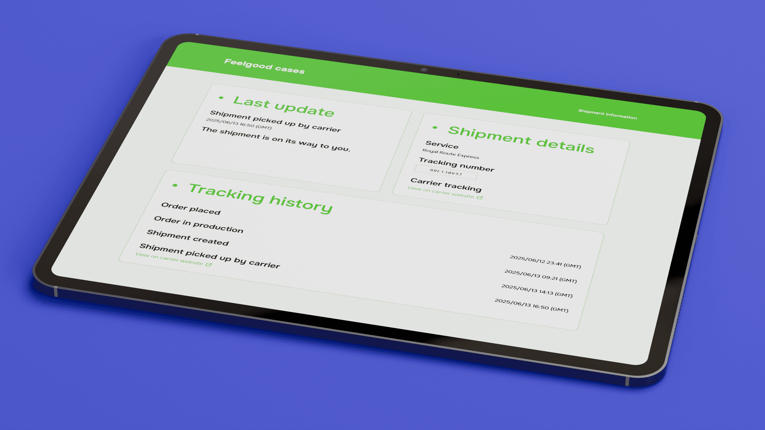 Branded tracking page